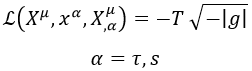 Lagrangiana superficie relativista